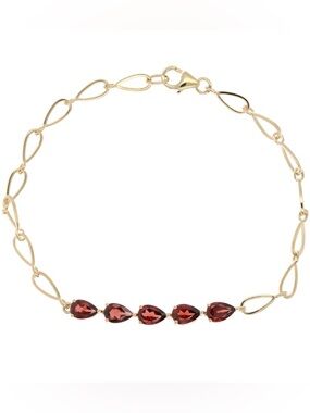 PEAR FIVE-STONE GARNET BRACELET IN 10K GOLD